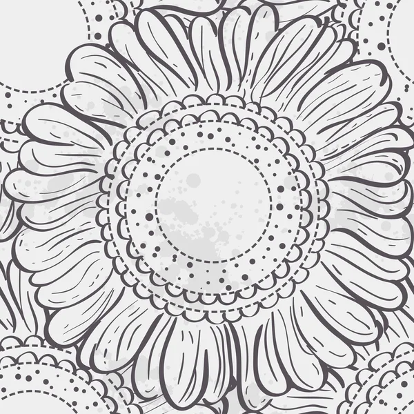 Seamless texture stylized sunflowers.black contour — Stock Vector