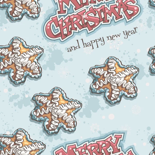 Navidad y Año Nuevo textura sin costuras con pan de jengibre — Archivo Imágenes Vectoriales