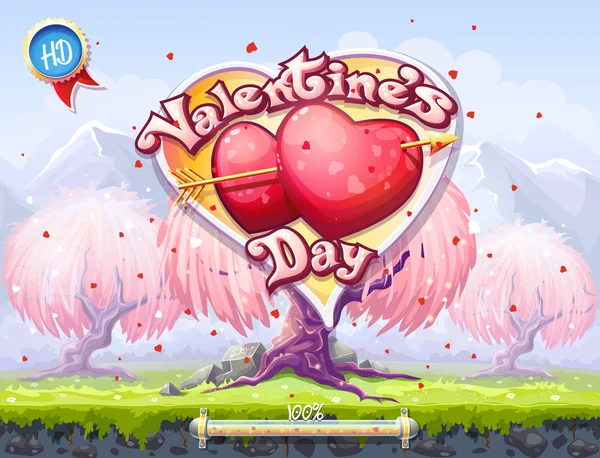 Экран загрузки тему Дня Святого Валентина — стоковый вектор