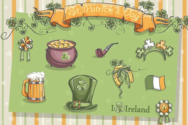 Set of different items for St. Patrick — Stock Vector