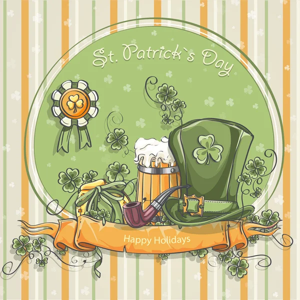 Tarjeta de felicitación para el Día de San Patricio — Archivo Imágenes Vectoriales