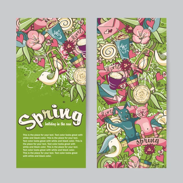 Conjunto de banners verticais na primavera tema — Vetor de Stock