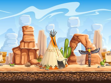 Tileable horizontal background wild west. Set3 clipart