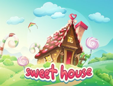 Resimde Gingerbread House kelime tatlı ev ile
