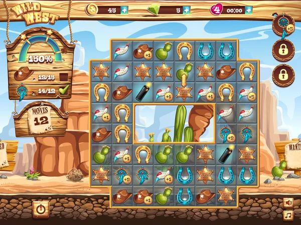 Üst üste oyun vahşi batı üç için oyun alanı örneği