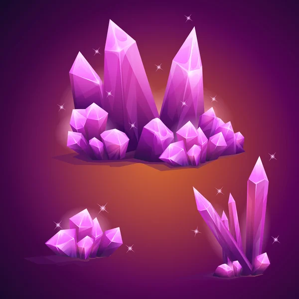 Set cristaux magiques de différentes formes — Image vectorielle
