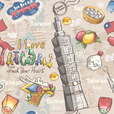 afiş tradiotional Tayvan yemek, öğeleri ve taipei