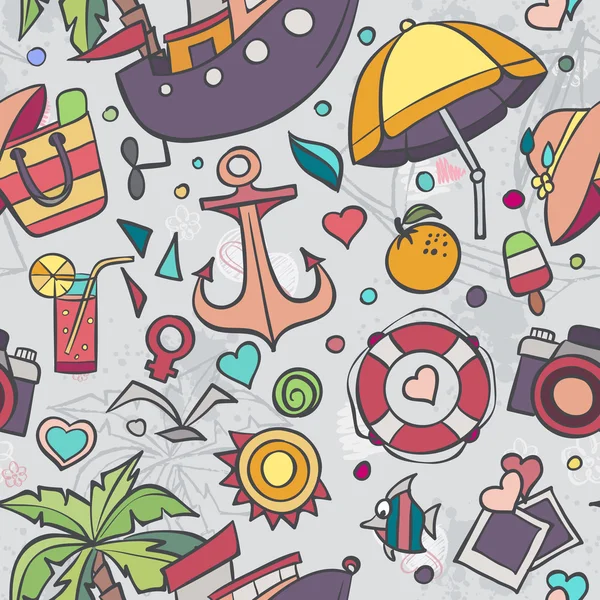 A colored vector texture with summer doodles — Wektor stockowy