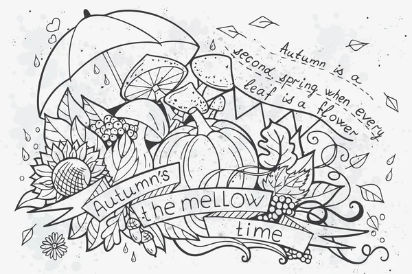 Векторні ілюстрації мультяшних каракулів восени — стоковий вектор