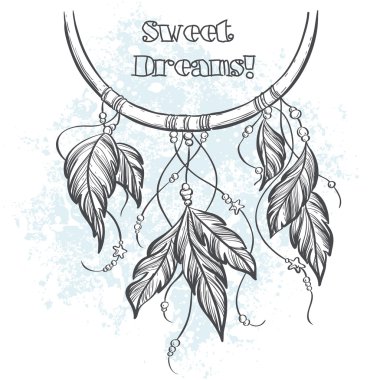 Dreamcatcher anahat vektör çizim eşarplı