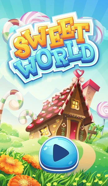 Schermo di caricamento del pacchetto GUI mobile Sweet world — Vettoriale Stock