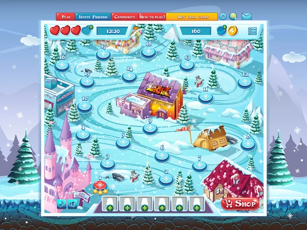 Mutlu Noeller GUI - harita oyun alanı penceresi arka plan — Stok Vektör