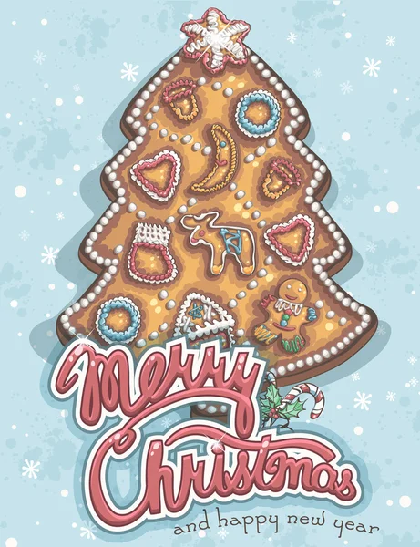 Wesołych Świąt Bożego Narodzenia pocztówkę ze ciasteczka — Wektor stockowy