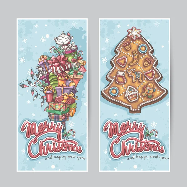 Joyeux Noël cartes de voeux verticales bannières — Image vectorielle