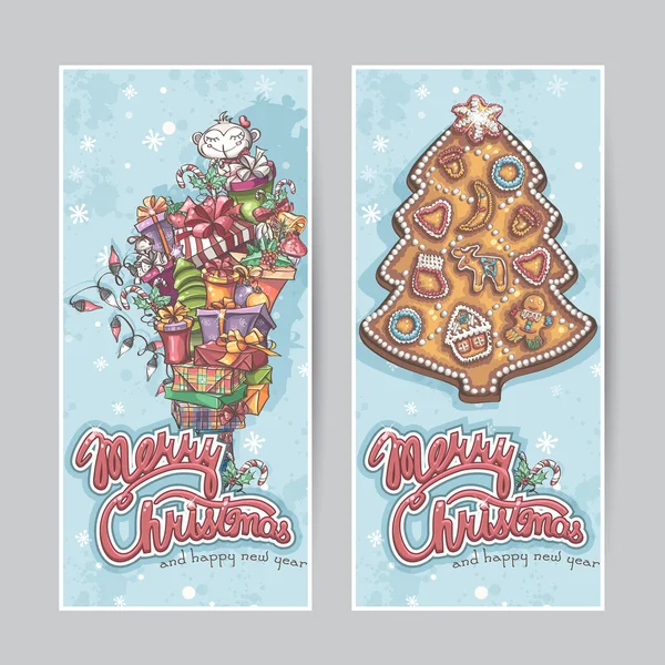 Feliz Natal cartão de saudação banners verticais —  Vetores de Stock