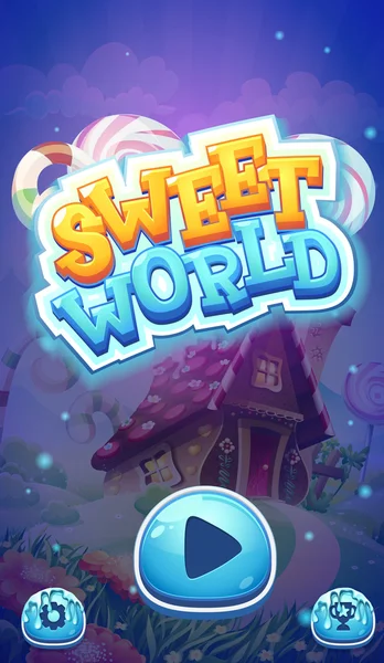 Pantalla de carga de arranque GUI móvil Sweet World para videojuegos web — Archivo Imágenes Vectoriales