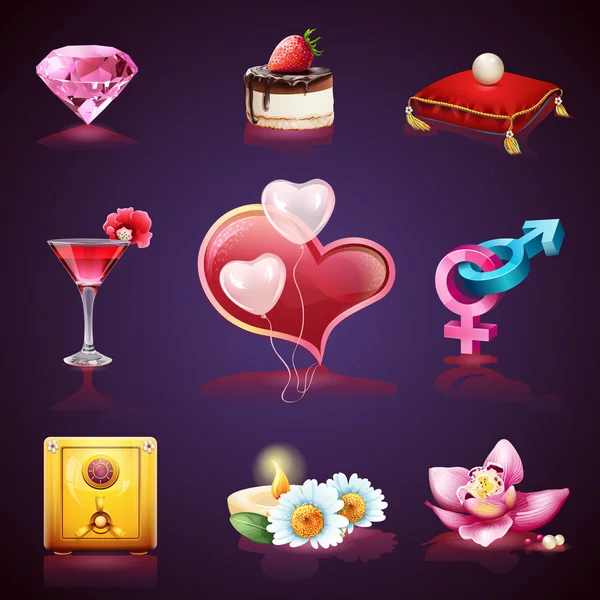 Valentines Day. Set of romantic elements — Stock Vector