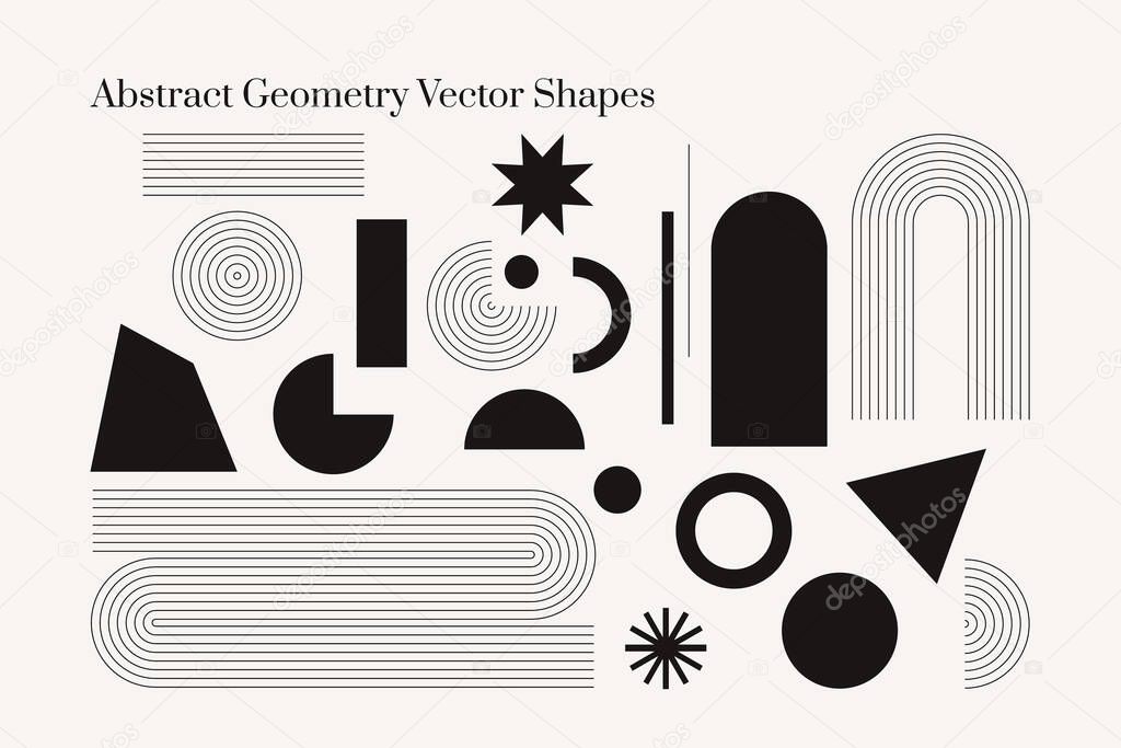 Vector Geometric Abstract shapes. Boho isolated elements. Mid century modern minimalist art print. Organic natural shape.
