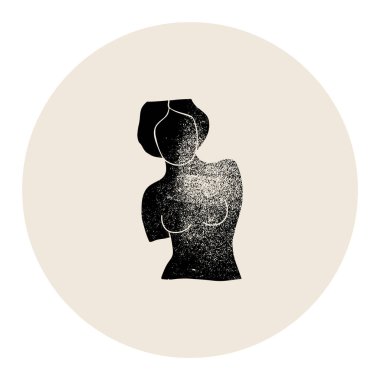 Kadın Boho vazosu logosu, orta çağ modern tarzında. Organik grunge desenli vektör tasarımı şablonu. Güzel.