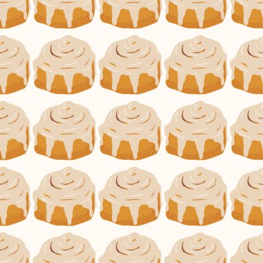 Tarçınlı çörek çizgi film stili vektör çizimi. Pişmiş tatlı, pürüzsüz bir arka plan. Kafe menüsü, broşür, tebeşir tahtası için klip tasarımı. Taze İsveç kanelbullü Girdap hamur işi.