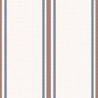 Mavi, bordo, kırmızı ve bej renkli modern Fransız çiftlik evi desenleri. Kusursuz vektör arkaplanı. Keten, klasik mutfak kumaşı. Tekstil kurdele süsleme dokusu.