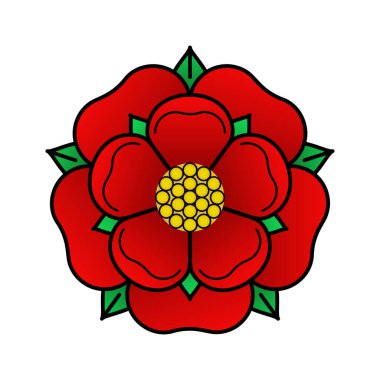Tudor gül vektörü ikonu izole edildi. İngiltere 'nin geleneksel kraliyet amblemi. Lancaster ve York 'taki güllerin savaşı.