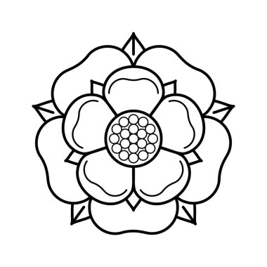 Tudor gül vektörü ikonu izole edildi. İngiltere 'nin geleneksel kraliyet amblemi. Lancaster ve York 'taki güllerin savaşı.