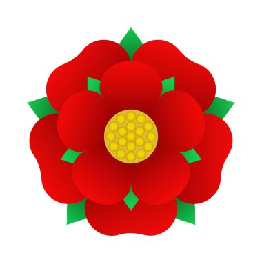 Tudor gül vektörü ikonu izole edildi. İngiltere 'nin geleneksel kraliyet amblemi. Lancaster ve York 'taki güllerin savaşı.