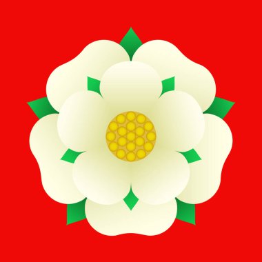 Tudor gül vektörü ikonu izole edildi. İngiltere 'nin geleneksel kraliyet amblemi. Lancaster ve York 'taki güllerin savaşı.