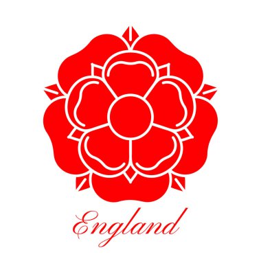 Tudor gül vektörü ikonu izole edildi. İngiltere 'nin geleneksel kraliyet amblemi. Lancaster ve York 'taki güllerin savaşı.
