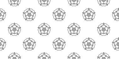 Tudor gül vektörü pürüzsüz desen. İngiltere 'nin geleneksel kraliyet amblemi. Lancaster ve York 'taki güllerin savaşı.