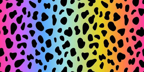 Pelle Leopardo Arcobaleno Schema Senza Soluzione Continuità Vettoriale Gradiente Neon — Vettoriale Stock