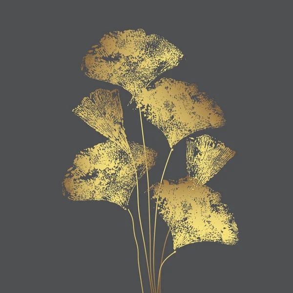 Branche Ginkgo Biloba Laisse Une Illustration Vectorielle Feuillage Japonais Isolé — Image vectorielle