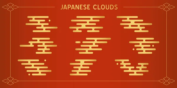 Nuvem Japonesa Geometria Moderna Padrão Ouro Estilo Oriental Chinês Design — Vetor de Stock