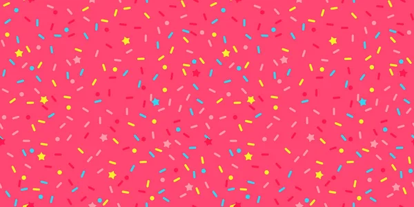 Donut Streuen Regenbogen Vektor Nahtlosen Hintergrund Konfetti Kuchenglasur Eiscreme Geburtstagsparty — Stockvektor