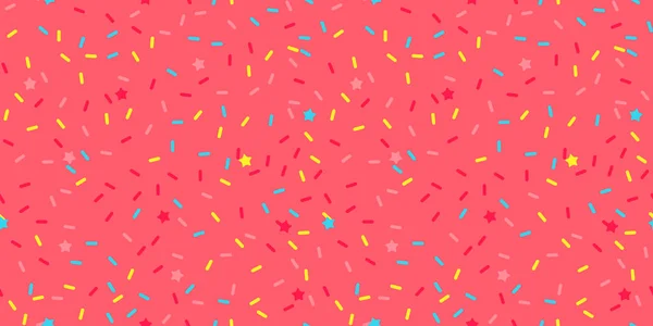 Donut Strö Regnbåge Vektor Sömlös Bakgrund Confetti Tårta Glasyr Glass — Stock vektor