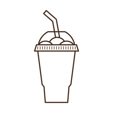 Vektör buzlu içecek izole edilmiş ikon. Karikatür buz bardağı (Donmuş içecek). Tropikal smoothie shake 'in Emoji klişe çizimi.