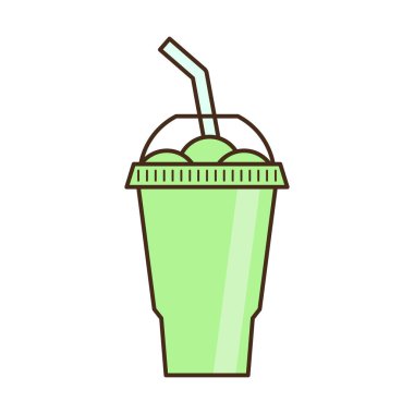 Vektör buzlu içecek izole edilmiş ikon. Karikatür buz bardağı (Donmuş içecek). Tropikal smoothie shake 'in Emoji klişe çizimi.