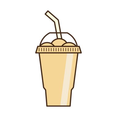 Vektör buzlu içecek izole edilmiş ikon. Karikatür buz bardağı (Donmuş içecek). Tropikal smoothie shake 'in Emoji klişe çizimi.
