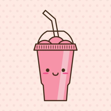 Vektör buzlu içecek izole edilmiş ikon. Karikatür buz bardağı (Donmuş içecek). Tropikal smoothie shake 'in Emoji klişe çizimi.