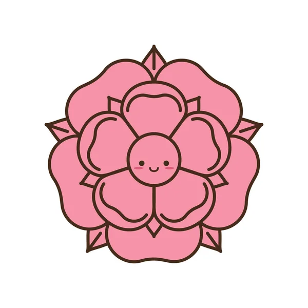 Tudor Rose Cartoon Kawaii Vektorsymbol Traditionelles Heraldisches Emblem Englands Emoji — Stockvektor