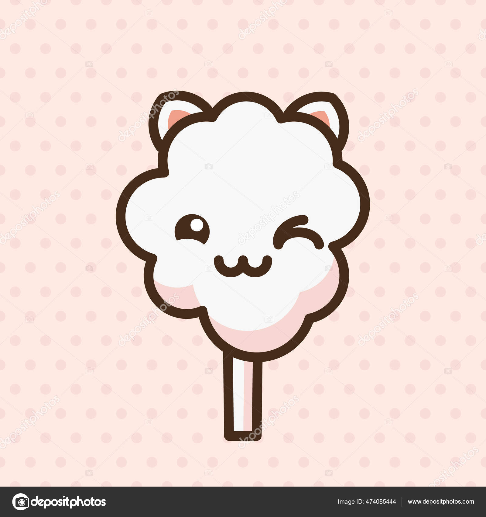 Cute Cotton Candy Kawaii Illustration Gráfico por vianaraart1 · Creative  Fabrica