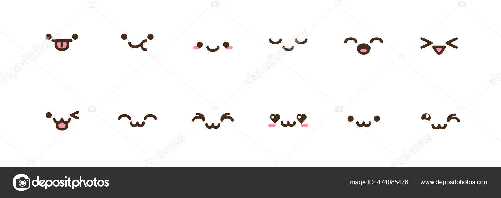 Vector Kawaii Anime Emoji Isolated Icons Set Cartoon Logo ...