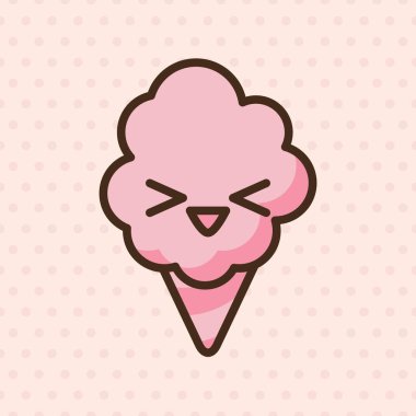 Pamuk helva emoji vektör karakteri. Anime tarzı tatlı yemek çizgi filmi. Komik kawaii yalıtılmış bir dağcı çizimiyle karşı karşıya. Karnaval partisi atıştırmalığı. Sevimli illüstrasyon.