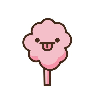 Pamuk helva emoji vektör karakteri. Anime tarzı tatlı yemek çizgi filmi. Komik kawaii yalıtılmış bir dağcı çizimiyle karşı karşıya. Karnaval partisi atıştırmalığı. Sevimli illüstrasyon.