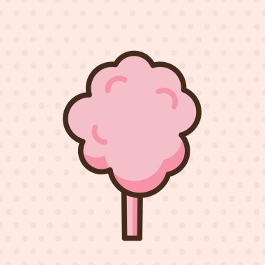 Pamuk helva emoji vektör karakteri. Anime tarzı tatlı yemek çizgi filmi. Komik kawaii yalıtılmış bir dağcı çizimiyle karşı karşıya. Karnaval partisi atıştırmalığı. Sevimli illüstrasyon.