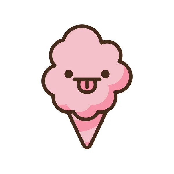 Algodón Caramelo Emoji Vector Carácter Estilo Anime Dibujos Animados Comida — Vector de stock