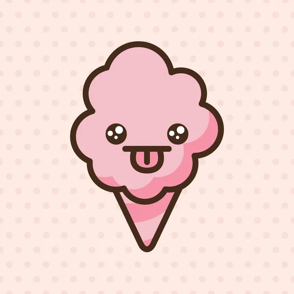 Cotton Candy Emoji Vector Character Anime Style Cartoon Sweet Food — Stock Vector