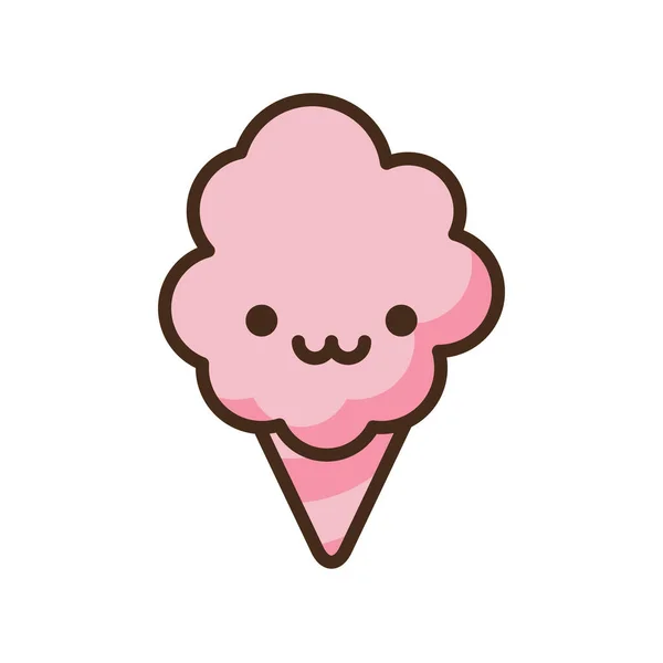 Algodón Caramelo Emoji Vector Carácter Estilo Anime Dibujos Animados Comida — Archivo Imágenes Vectoriales