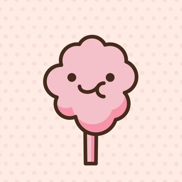 Coton Candy Emoji Caractère Vecteur Anime Style Dessin Animé Nourriture — Image vectorielle